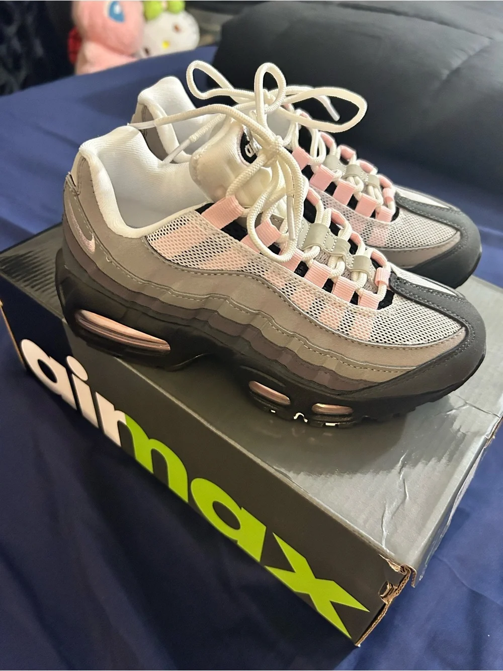 Nike Women’s' Air Max 95 BIG BUBBLE Sneakers - White, Pink, Blk, Gray Mesh Style